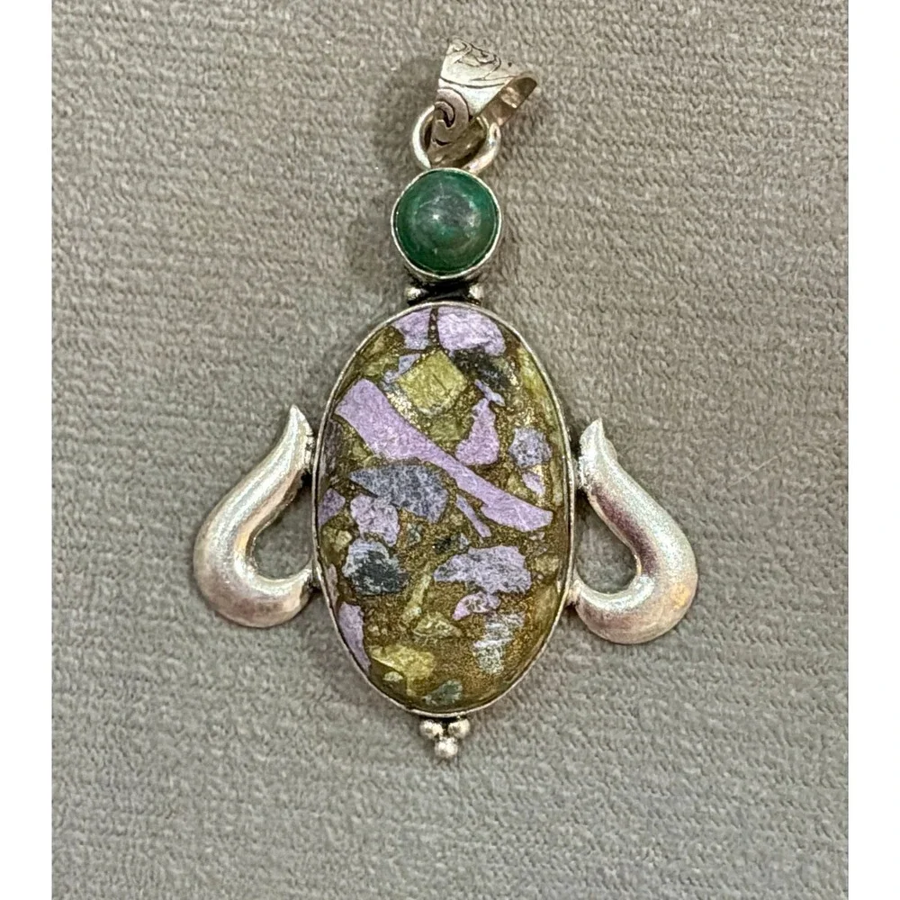 💜🌿 Atlantisite & Malachite Statement Pendant 🌿💜